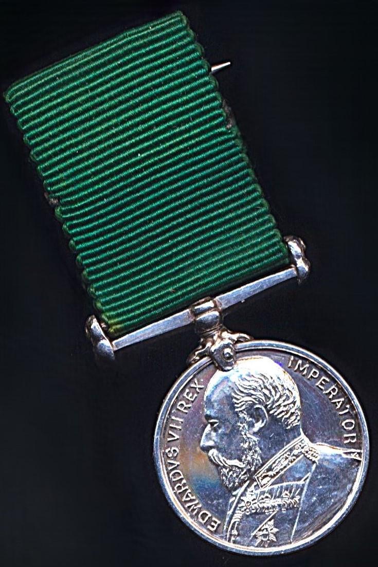Miniature Volunteer Force Long Service Medal EDVII issue. As awarded to United Kingdom volunteers