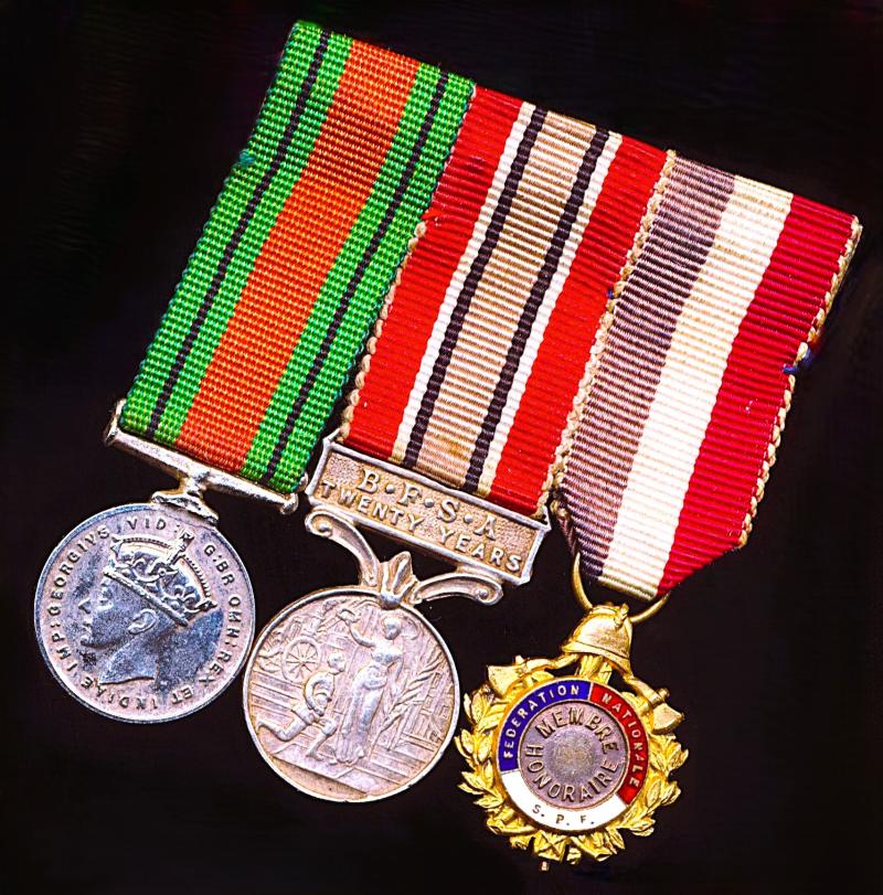 An un-named and un-attributed group of 3 x Fire Brigade Medals, for War and Long Service: