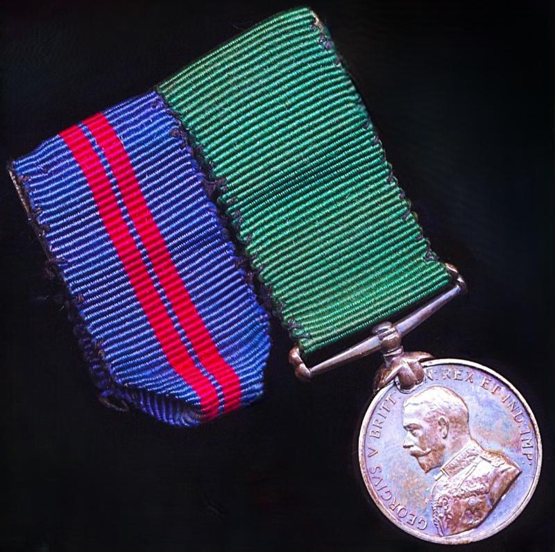 An un-named and un-attributed mounted Indian Volunteers miniature medal and riband hanger pair: