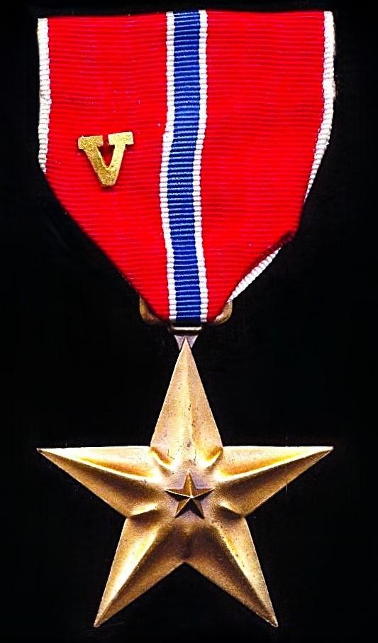 United States: Bronze Star Medal with bronze 'V' valor emblem