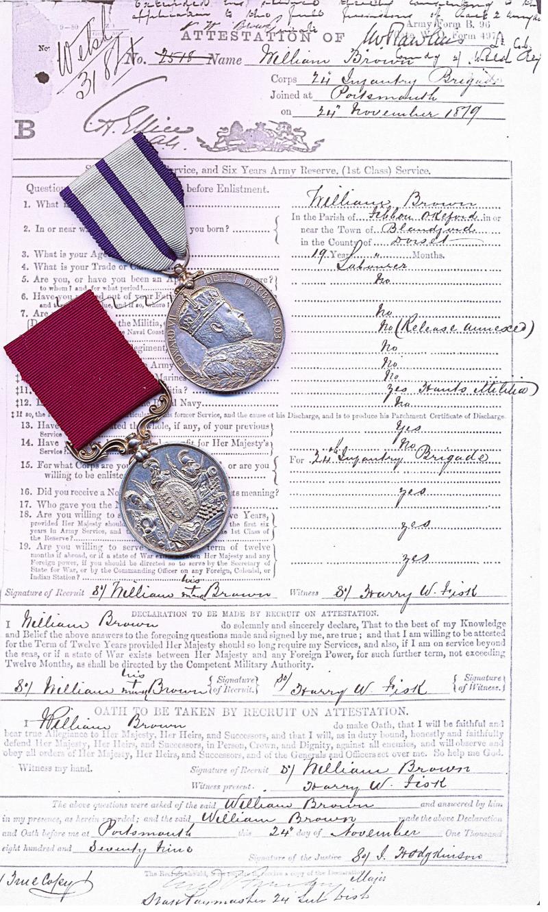 A rare medal pair to the British Infantry: Private William Brown, 2nd Battalion Welsh Regiment