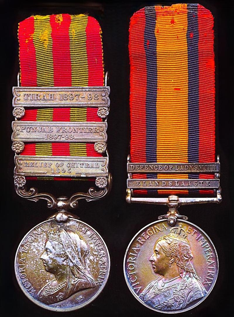 A most desirable Victorian campaign medal pair to a 'Drummer' who was present at the Battle of Elandslaagte: Drummer Henry Hallett, 2nd Battalion Gordon Highlanders late 1st Battalion Gordon Highlanders