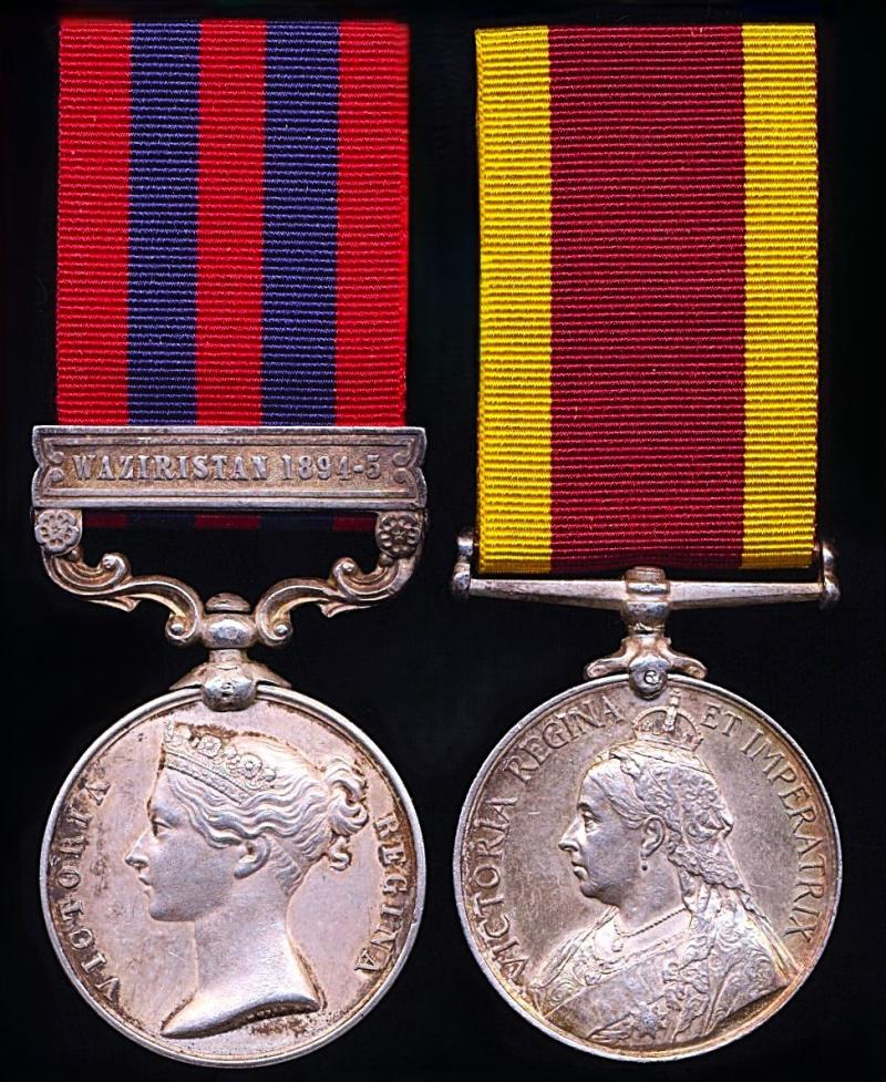 A North West Frontier & Boxer Rebellion campaign medal pair to a Sikh soldier of the Indian Army: Sepoy Ishar Singh, 14th Sikhs