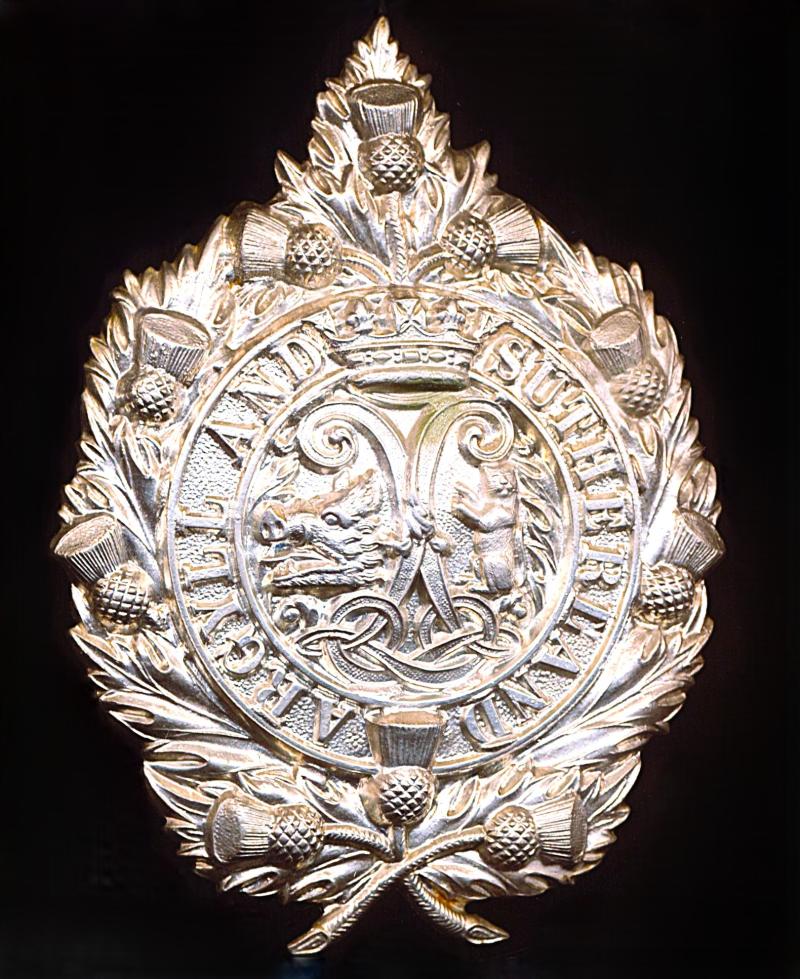 British Army: Argyll & Sutherland Highlanders. A 'White Metal' cap badge. As worn circa 1898 -1953