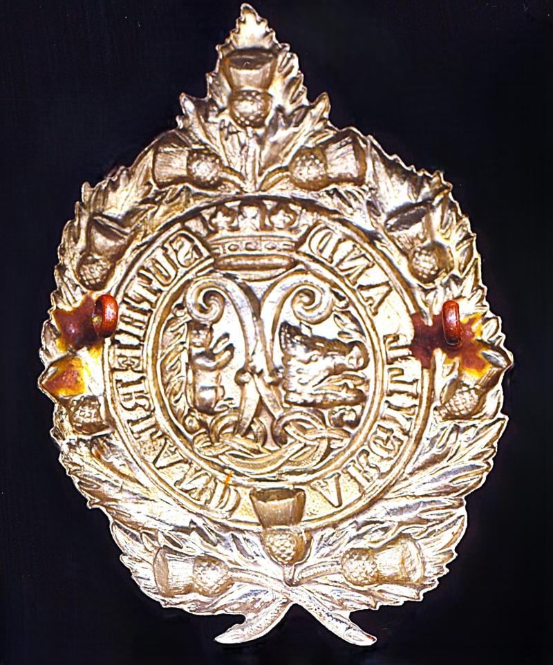 British Army: Argyll & Sutherland Highlanders. A 'White Metal' cap badge. As worn circa 1898 -1953