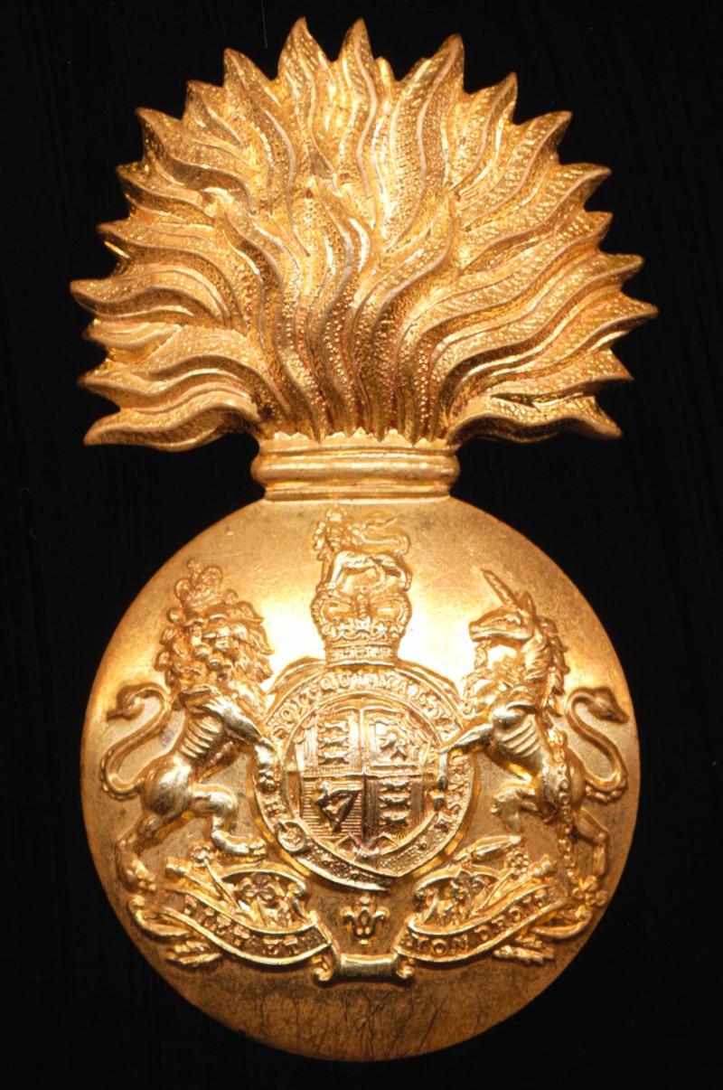 Royal Scots Fusiliers: Cap Badge. Queens Crown in gilding-metal. Circa 1953-1959