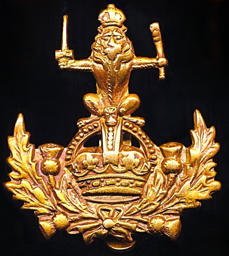 Queen's Own Royal Glasgow Yeomanry: Cap Badge. Kings Crown issue as worn by Other-Ranks in gilding metal