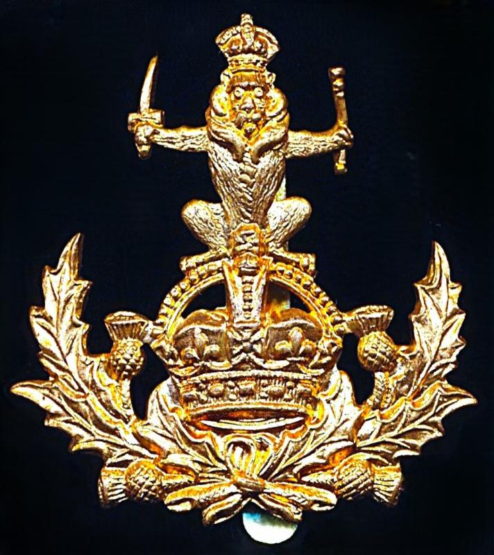 Queen's Own Royal Glasgow Yeomanry: Cap Badge. Kings Crown issue as worn by Other-Ranks in gilding metal