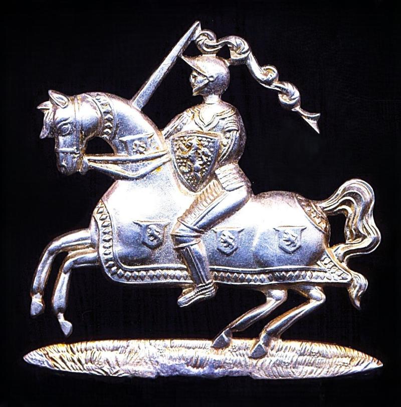Fife and Forfar Yeomanry: Cap Badge. As worn by Other-Ranks in white-metal