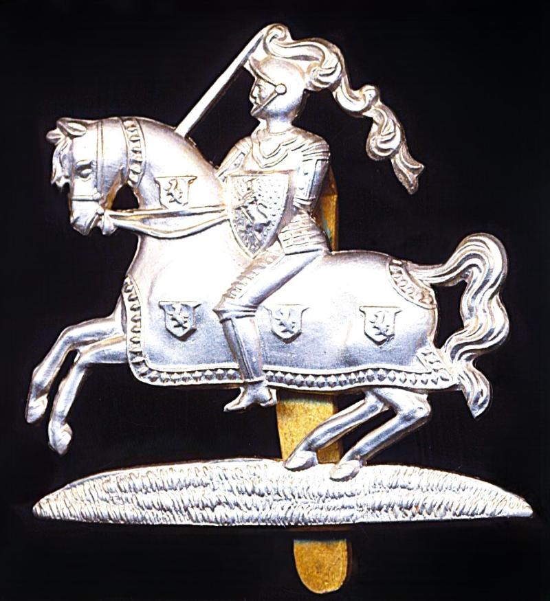 Fife and Forfar Yeomanry: Cap Badge. As worn by Other-Ranks in white-metal