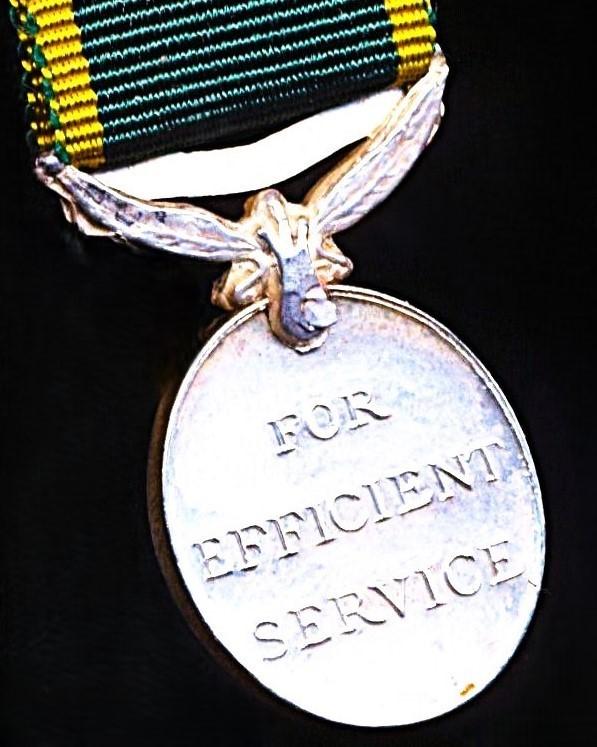 Union of South Africa: Efficiency Medal. GVI obverse 1st type  (1937-1947). With 'South Africa / Suid Afrika' bar. Miniature Medal