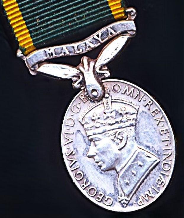 Malaya including Straits Settlements & Federated Malay States: Efficiency Medal. GVI obverse 1st type  (1937-1947). With 'Malaya' bar Miniature Medal