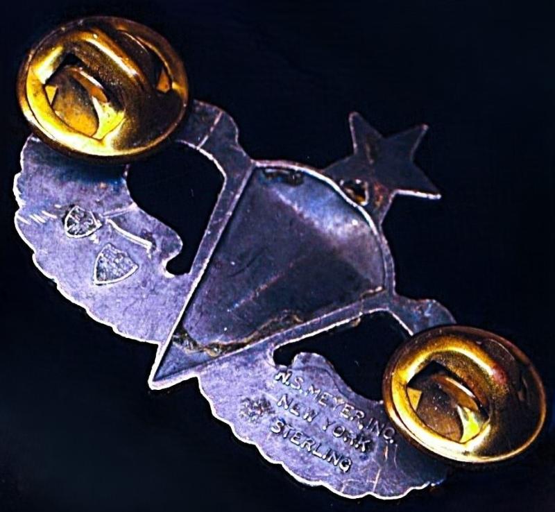 United States: Senior Parachutist Badge. Sterling silver marked regulation size. Circa 1950-1968