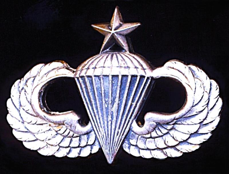 United States: Senior Parachutist Badge. Sterling silver marked regulation size. Circa 1950-1968