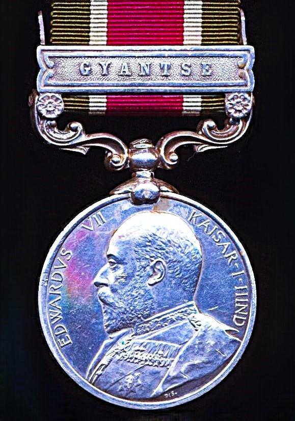 Tibet Medal 1903-04. Silver issue with clasp 'Gyantse' (2534 Naick Goria Gurung 8th Gurkha Rifles)