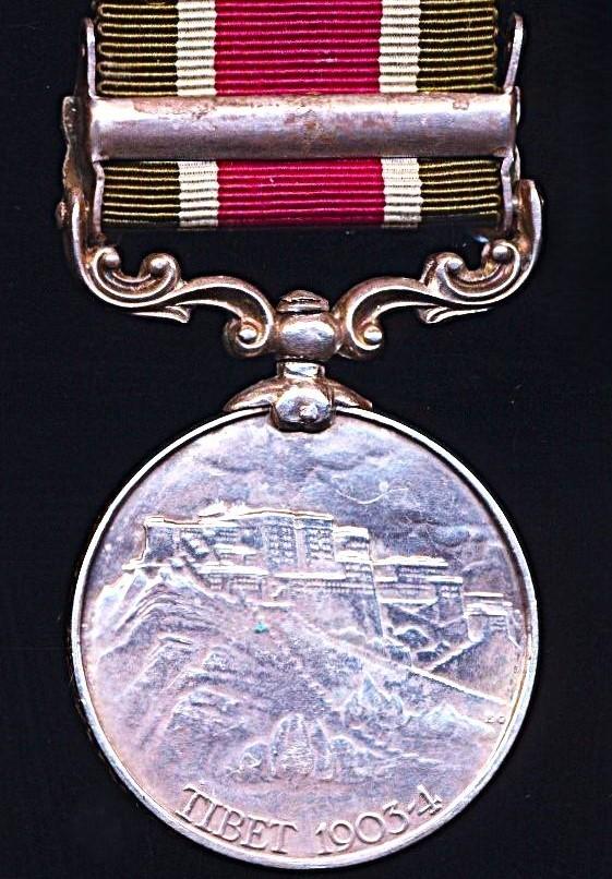 Tibet Medal 1903-04. Silver issue with clasp 'Gyantse' (2534 Naick Goria Gurung 8th Gurkha Rifles)