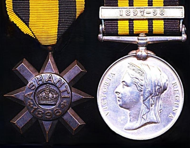 An Ashanti Star 1896 & West Africa 'Gold Coast' 1897-98 Campaign Medal pair: Private Fulani Kwarika. Gold Coat Constabulary