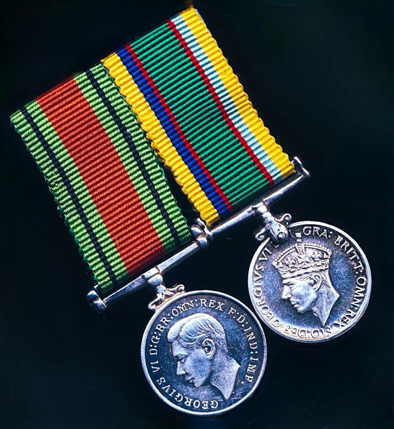 A positively attributed Officer's 'Home Front' & Cadet Forces long service pair of miniature medals: Flying Officer Frederick Beresford Dudley, Royal Air Force Volunteer Reserve (Training Branch)