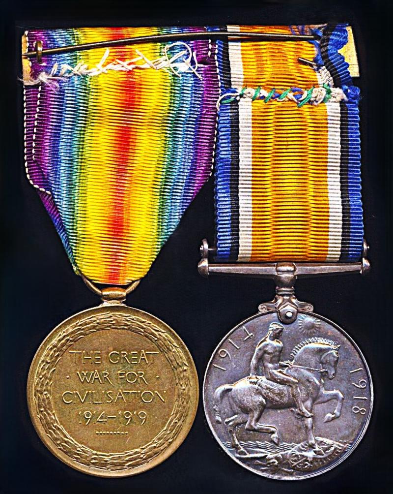A Welsh Yeoman's confirmed 'Palestine Casualty' 3rd Battle of Gaza / Capture of Beersheba, Great War medal pair: Serjeant Basil Samuel Mercer, 25th (Montgomeryshire and Welsh Horse Yeomanry) Battalion Royal Welch Fusiliers, late Montgomery Yeomanry