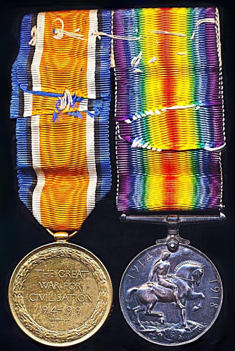 A 'Severely Wounded' Great War casualty medal pair: Private Frederick John Polhill Worcestershire Yeomanry, later 4th Battalion Worcestershire Regiment and Royal Defence Corps