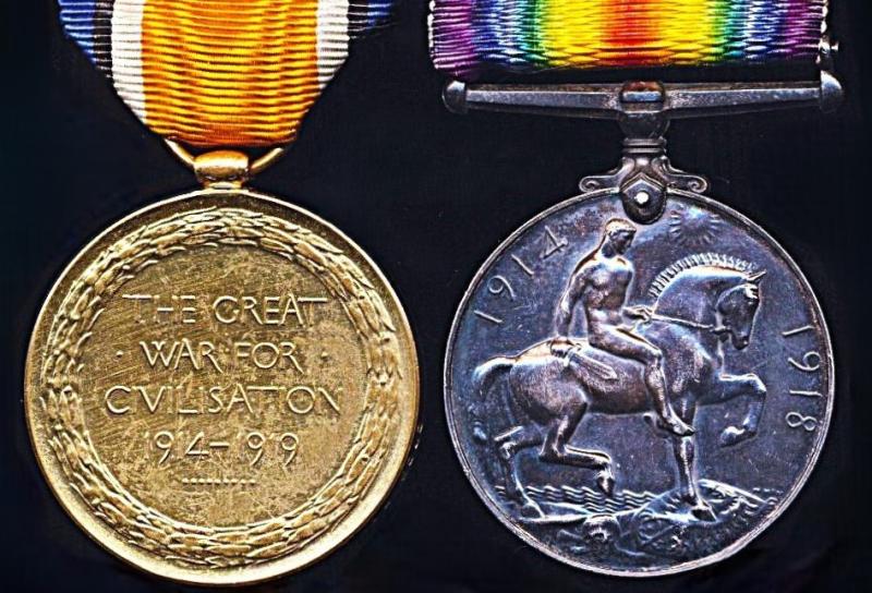 A 'Severely Wounded' Great War casualty medal pair: Private Frederick John Polhill Worcestershire Yeomanry, later 4th Battalion Worcestershire Regiment and Royal Defence Corps