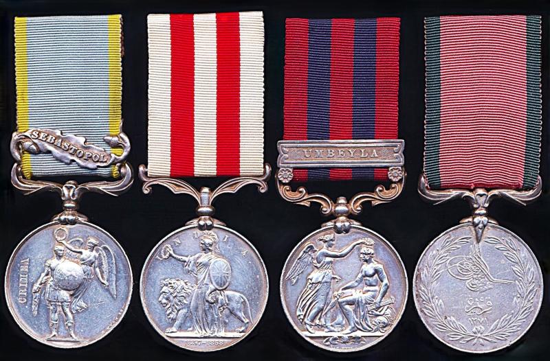 A Scottish Soldier's Victorian era multi-campaign medal group of 4: Private Andrew Holmes, 71st Highland Light Infantry