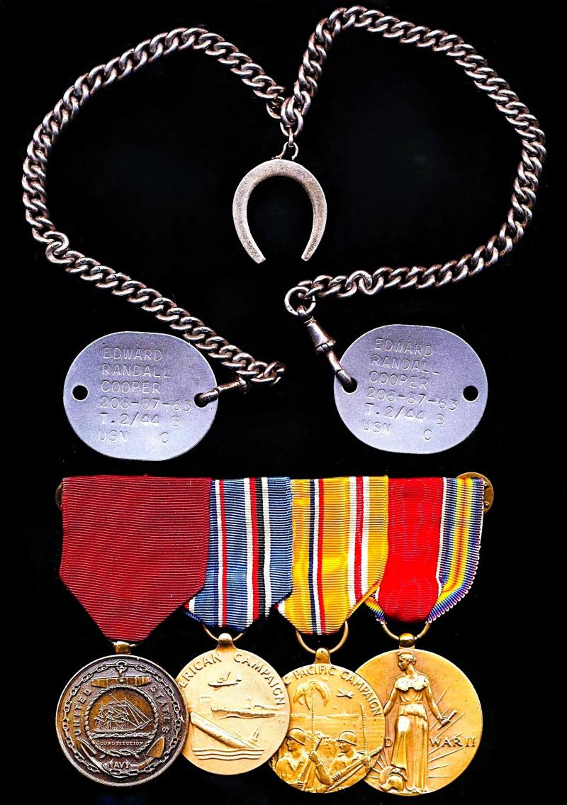 United States: A Positively Attributed Second World War 'Pacific' Good Conduct and Campaign service medal group of 4: Edward Randall Cooper, United States Navy late U.S.S. Southampton
