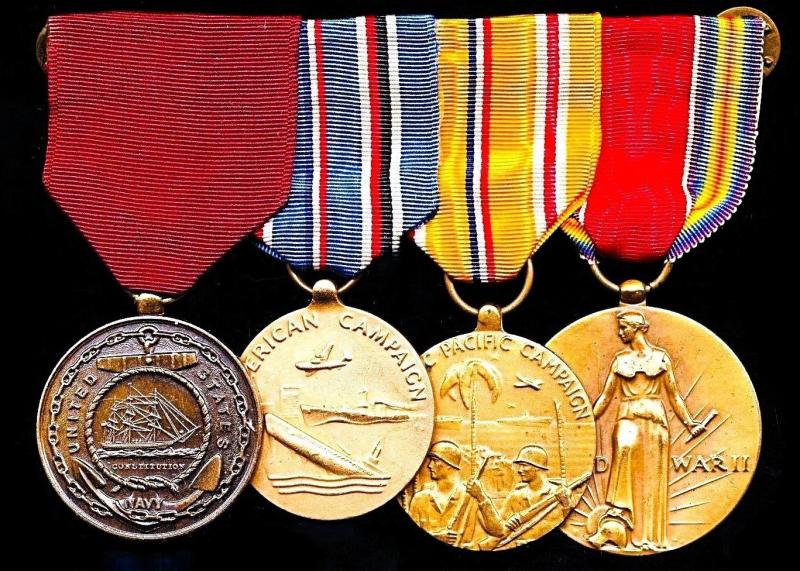 United States: A Positively Attributed Second World War 'Pacific' Good Conduct and Campaign service medal group of 4: Edward Randall Cooper, United States Navy late U.S.S. Southampton