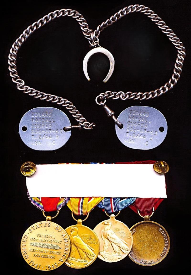 United States: A Positively Attributed Second World War 'Pacific' Good Conduct and Campaign service medal group of 4: Edward Randall Cooper, United States Navy late U.S.S. Southampton