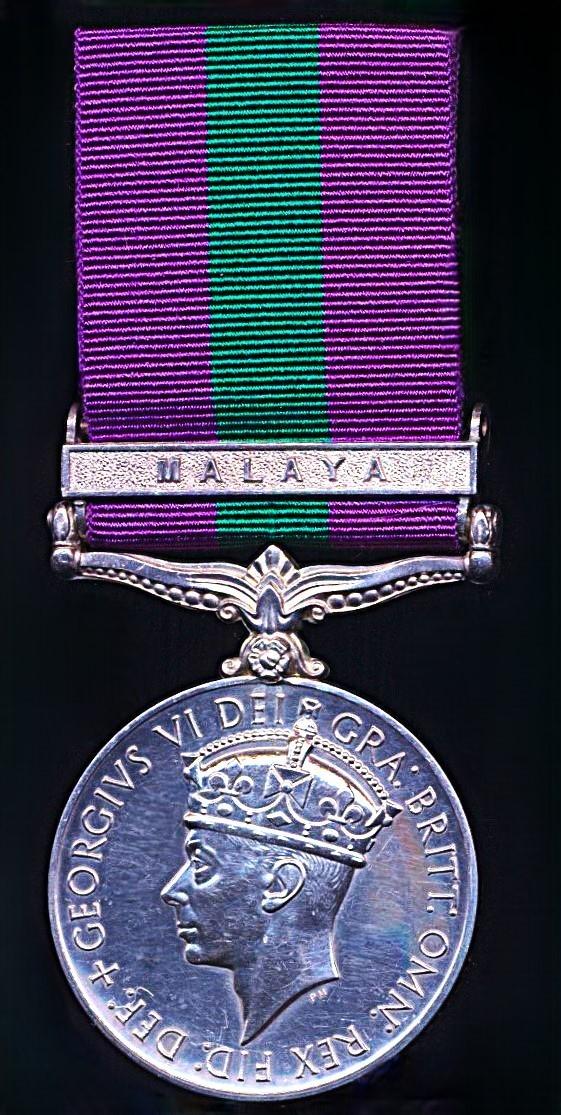 General Service Medal 1918. GVI 2nd issue with clasp 'Malaya' (5112 SC Jawi Bin Mohamed S’pore Pol)