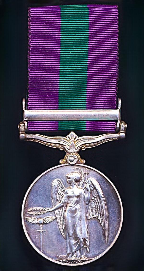 General Service Medal 1918-62. GVI 1st issue with clasp 'Palestine 1945-48' (19154482 Sigmn. K. Blackley. R. Sigs.)