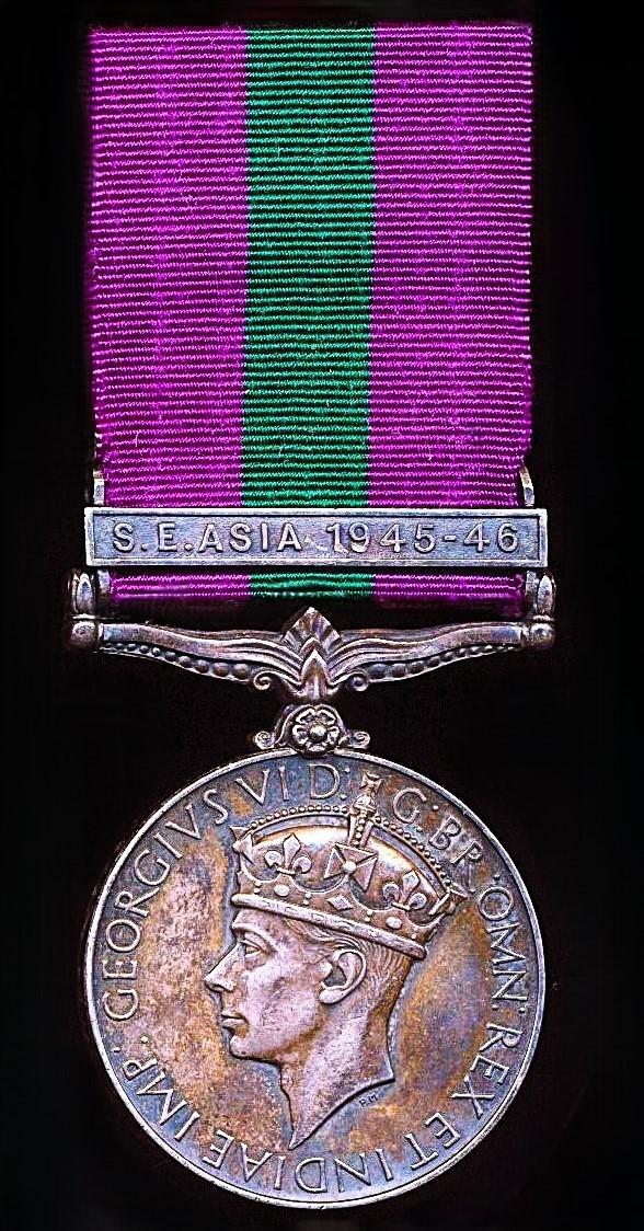 General Service 1918. GVI first issue with clasp 'S. E. Asia 1945-46' (43334 Hav/Cl Pritam Singh Bengal Engr Gp., R.I.E.)