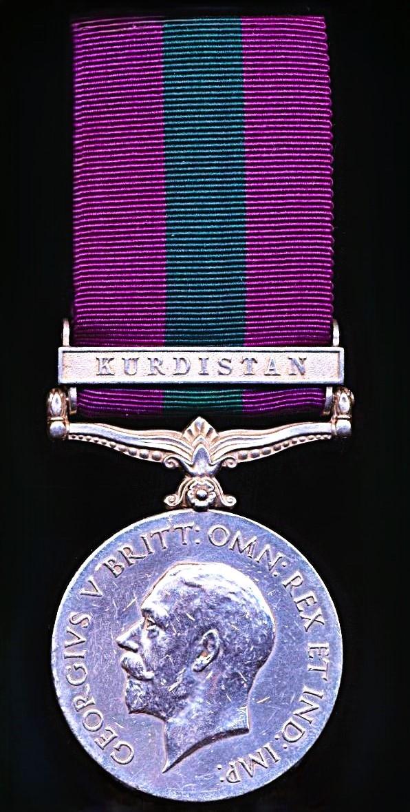 General Service Medal 1918. GV first type with clasp 'Kurdistan' (2469 Sepoy Gajiman Bhaju. Burma.Mil.P)