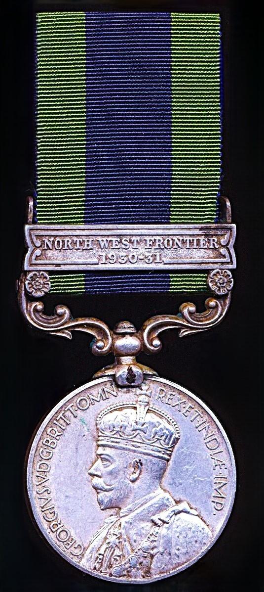 India General Service Medal 1908-35. GV 2nd issue, with clasp 'North West Frontier 1930-31' (Tailor Mast Ram, 2-17 Dogra R.)