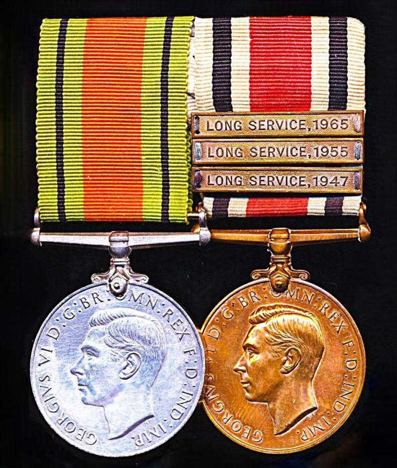 A fine Second World War 'Home Front' and Police Long Service medal pair with related insignia: Sub-Commander John Herbert Amherst, Birmingham Special Constabulary Reserve
