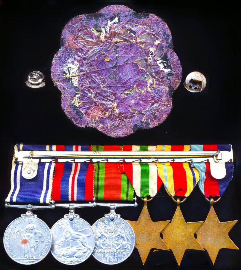 A Dundee interest Second World War casualty and Police long service medal group of 6: Sergeant Robert Urquhart, Dundee City Police late, Fife Constabulary, Scots Guards & Royal Engineers