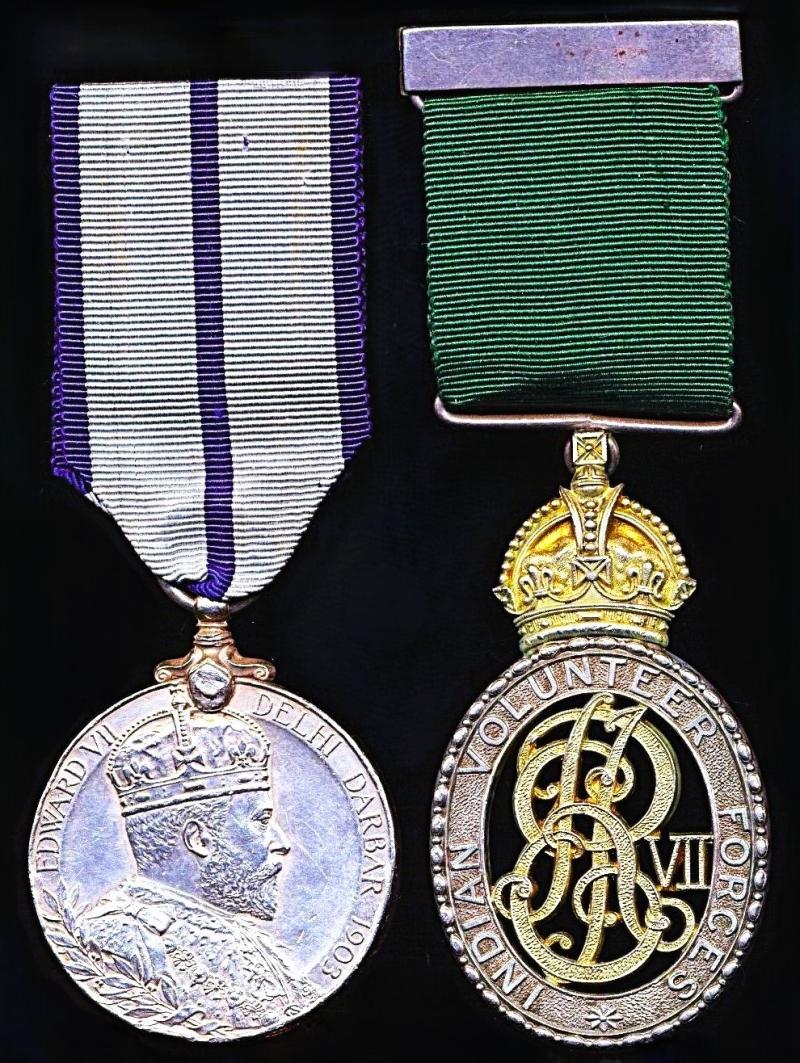 An extremely scarce Commanding Officer's Delhi Durbar 1903 & Indian Volunteer Decoration pair: Major John Logan, VD, Coorg & Mysore Rifles