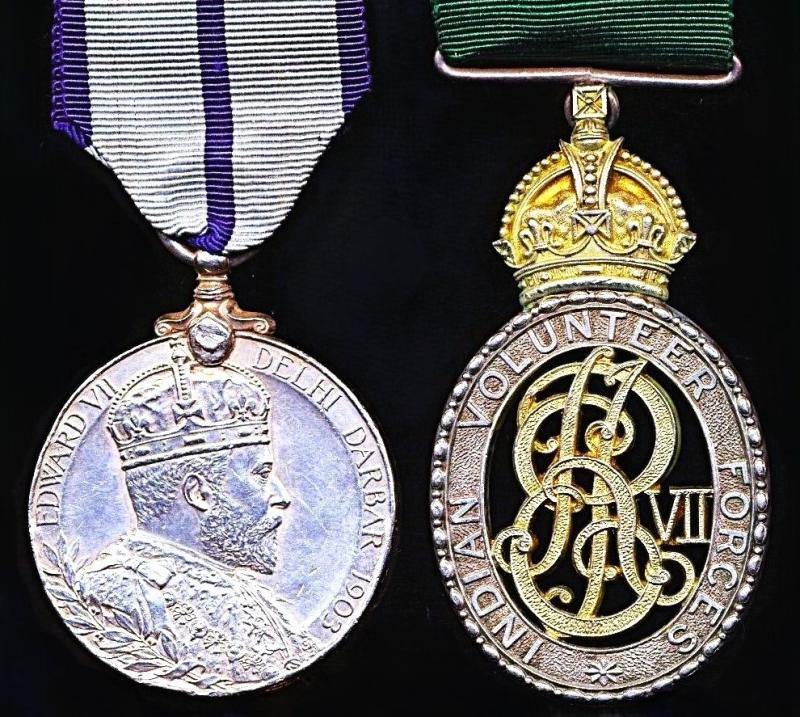 An extremely scarce Commanding Officer's Delhi Durbar 1903 & Indian Volunteer Decoration pair: Major John Logan, VD, Coorg & Mysore Rifles