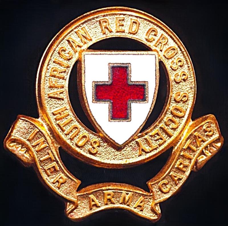 Union of South Africa: South African Red Cross Society. World Wars era gilding metal and enamel cap badge