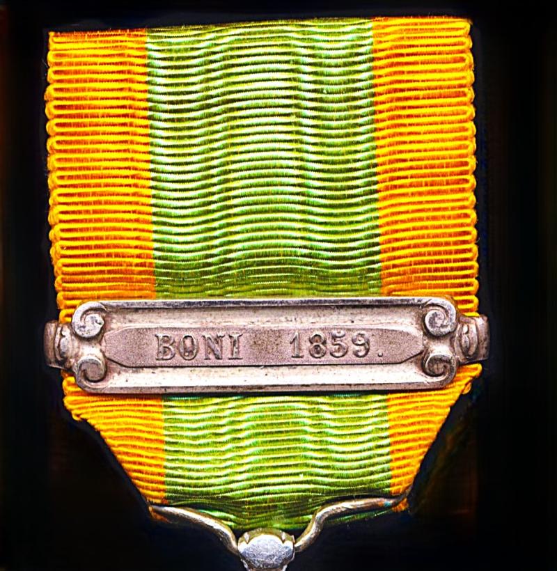 Netherlands Expeditions Cross (Expeditie-Kruis). 1st Type Portrait Obverse. With 1 x clasp (or 'Gespen') 'Boni 1859'