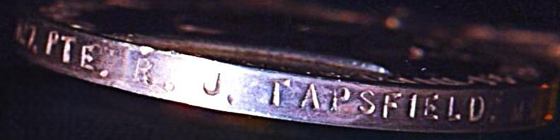 Efficiency Medal. GVI issue, 1st type obverse legend with 'Territorial' bar (6207127. Pte. R.J. Tapsfield. MX.)