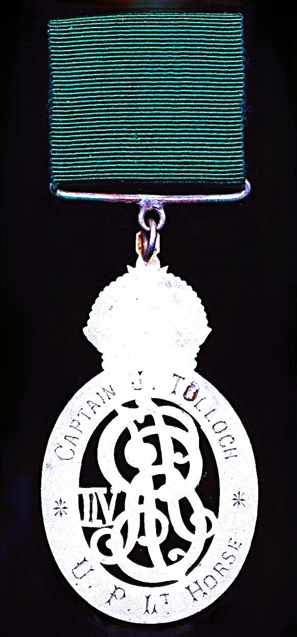 Indian Volunteer Forces Officers Decoration,. EDVII issue (Captain J. Tulloch, U.P. Lt. Horse)