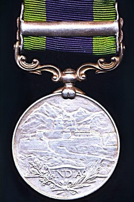 India General Service Medal 1908-35. GV issue 2nd type with clasp 'Mohmand 1933' (10354 Sep. Budh Singh, 5-12 F.F.R.)