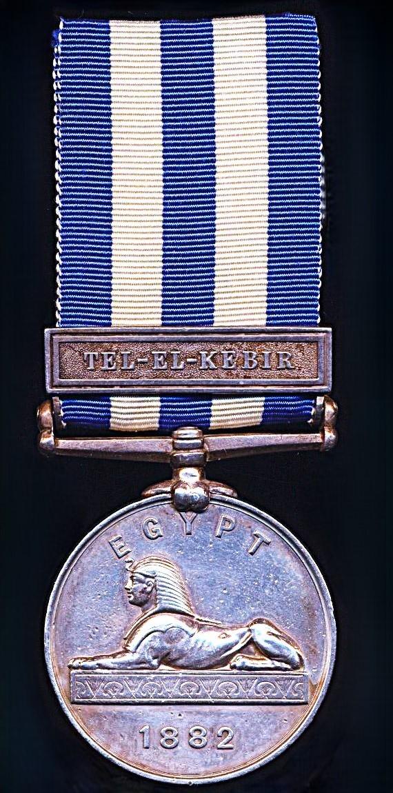 Egypt & Sudan Medal 1882-1888. With clasp 'Tel-el-Kebir' (1028 Pte. C. Compton. 1/R. Ir: Fus:)
