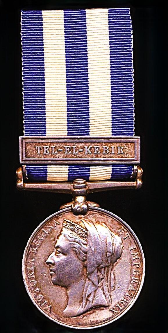 Egypt & Sudan Medal 1882-1888. With clasp 'Tel-el-Kebir' (1028 Pte. C. Compton. 1/R. Ir: Fus:)