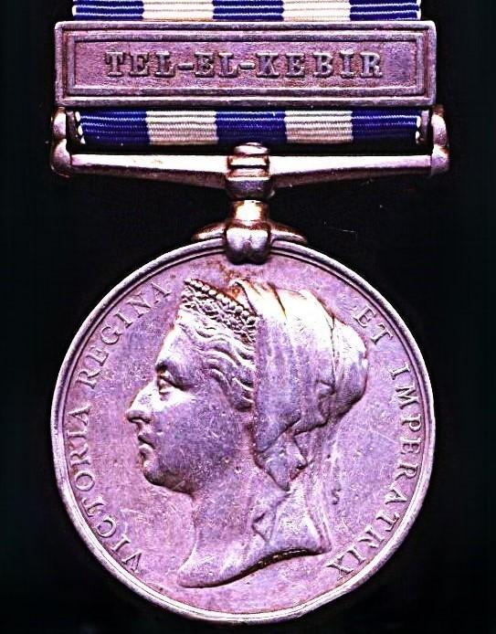 Egypt & Sudan Medal 1882-1888. With clasp 'Tel-el-Kebir' (2252 Pte. J. Maher. 2/R. Ir:R.)