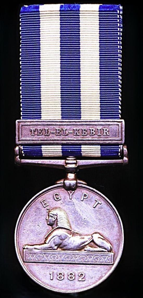 Egypt & Sudan Medal 1882-1888. With clasp 'Tel-el-Kebir' (2252 Pte. J. Maher. 2/R. Ir:R.)