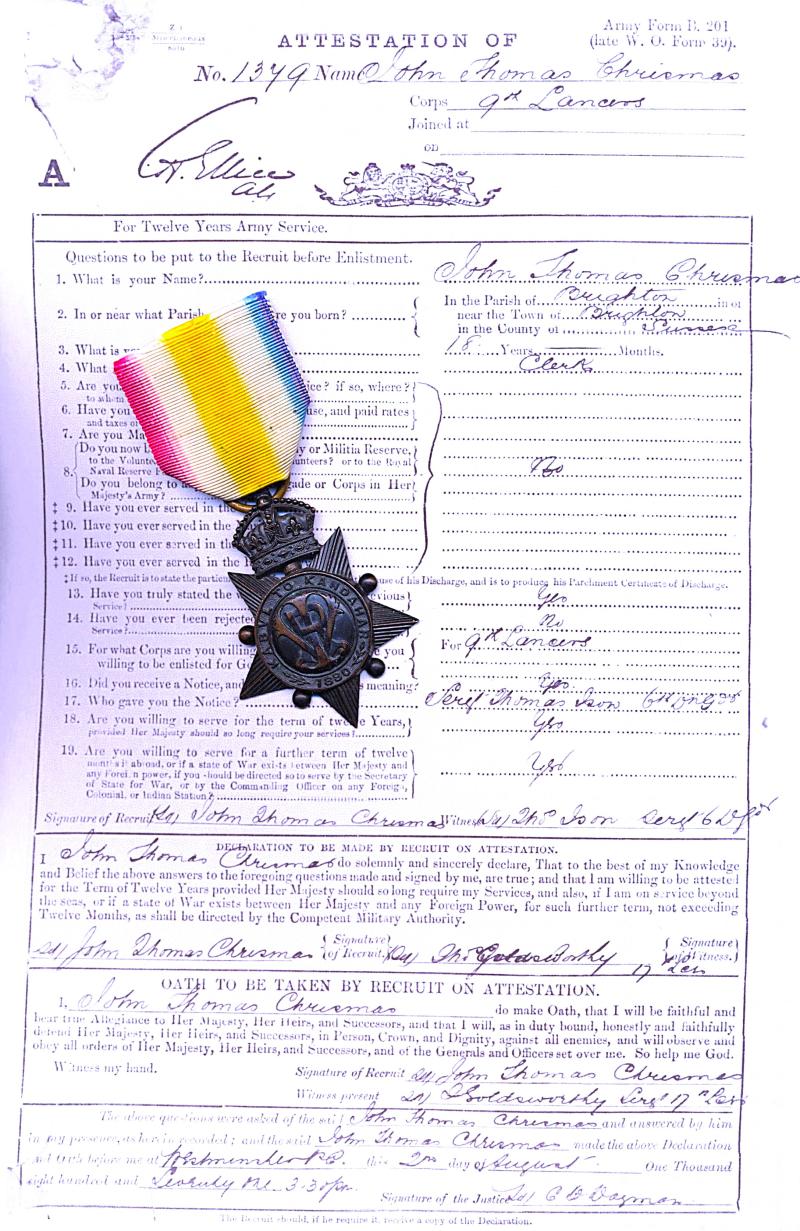 Kabul to Kandahar Star (1379 Sergt. J. Chrismas 9th. Lancers)