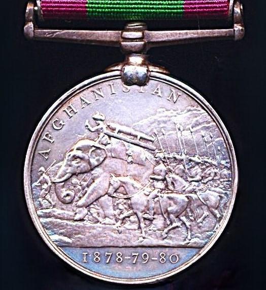 Afghanistan War Medal 1878-80. With 3 x clasps 'Cabul', 'Peiwar Kotal' & ' Charasia' (No 906 Gr. J.W. Wilson. F/A Bde R.H.A.)