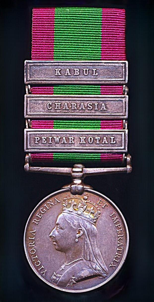 Afghanistan War Medal 1878-80. With 3 x clasps 'Cabul', 'Peiwar Kotal' & ' Charasia' (No 906 Gr. J.W. Wilson. F/A Bde R.H.A.)